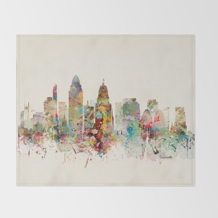 cincinnati skyline Throw Blanket Gallery Image 2