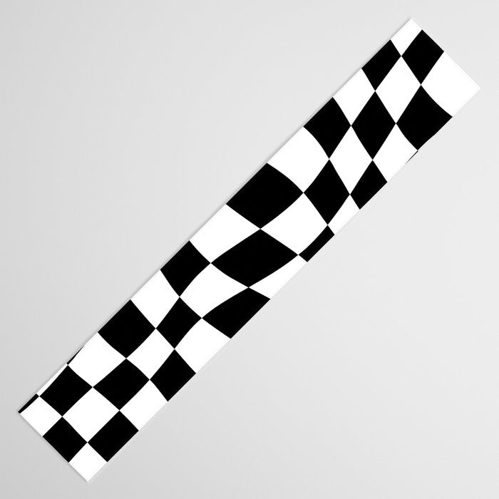 Warped Checkered Pattern (black/white) Table Runner Gallery Image 3