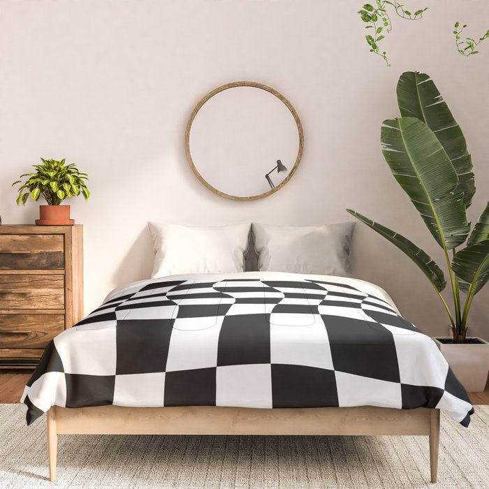 Warped Checkered Pattern (black/white) Comforter Gallery Image 3