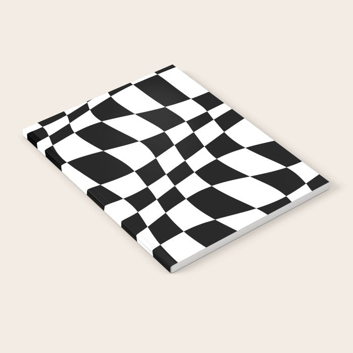 Warped Checkered Pattern (black/white) Notebook Gallery Image 2
