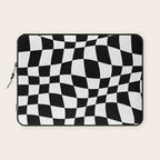 Warped Checkered Pattern (black/white) Laptop Sleeve Gallery Image 1