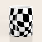 Warped Checkered Pattern (black/white) Coffee Mug Gallery Image 4