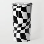 Warped Checkered Pattern (black/white) Travel Mug Gallery Image 2