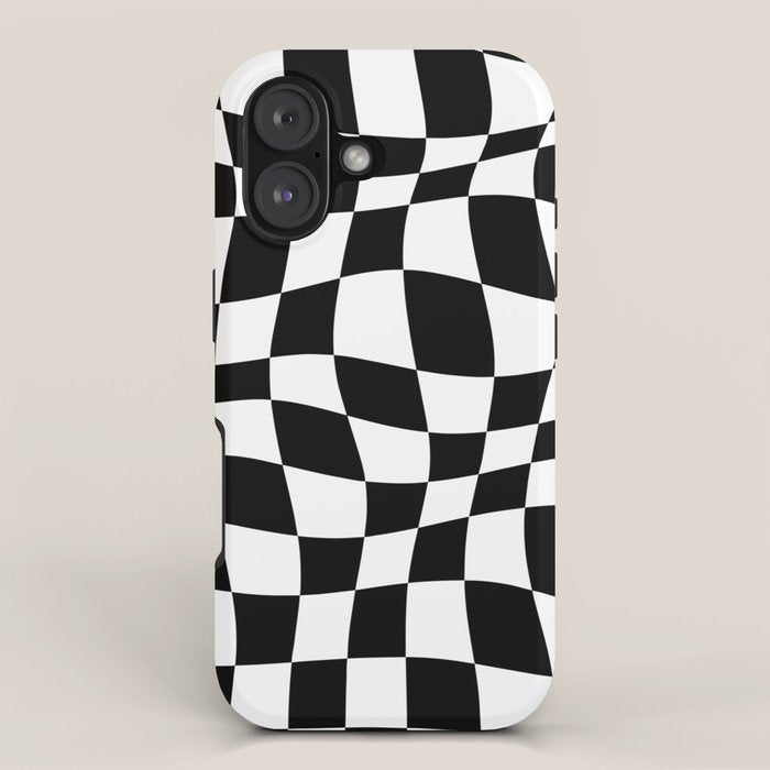 Warped Checkered Pattern (black/white) iPhone Case Gallery Image 1