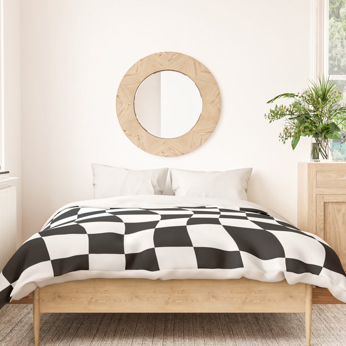 Warped Checkered Pattern (black/white) Duvet Cover Gallery Image 3