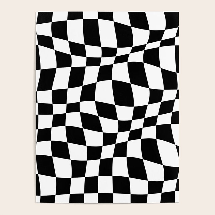 Warped Checkered Pattern (black/white) Poster Gallery Image 4