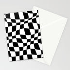 Warped Checkered Pattern (black/white) Stationery Card Gallery Image 2