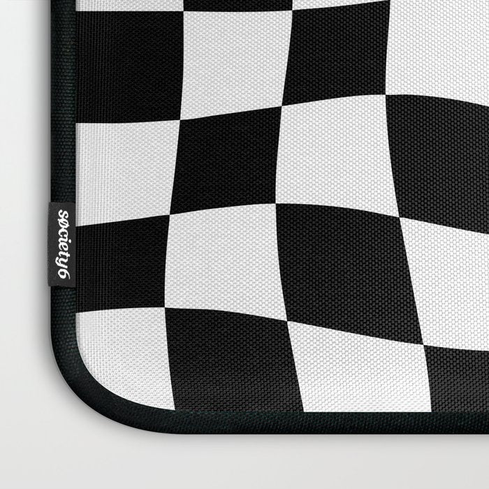 Warped Checkered Pattern (black/white) Laptop Sleeve Gallery Image 3