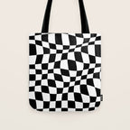 Warped Checkered Pattern (black/white) Tote Bag Gallery Image 1