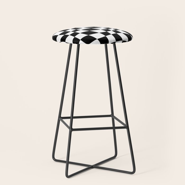 Warped Checkered Pattern (black/white) Stool Gallery Image 1