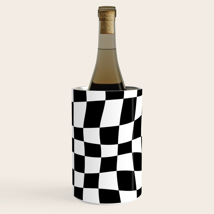 Warped Checkered Pattern (black/white) Wine Chiller Gallery Image 2
