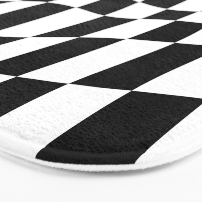Warped Checkered Pattern (black/white) Bath Mat Gallery Image 3