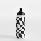 Warped Checkered Pattern (black/white) Water Bottle Gallery Image 2
