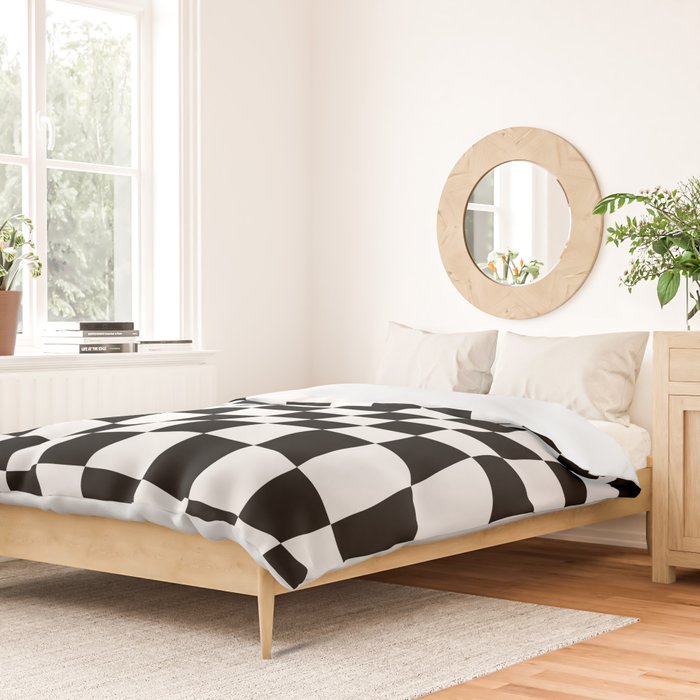 Warped Checkered Pattern (black/white) Duvet Cover Gallery Image 2