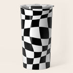 Warped Checkered Pattern (black/white) Travel Mug Gallery Image 1