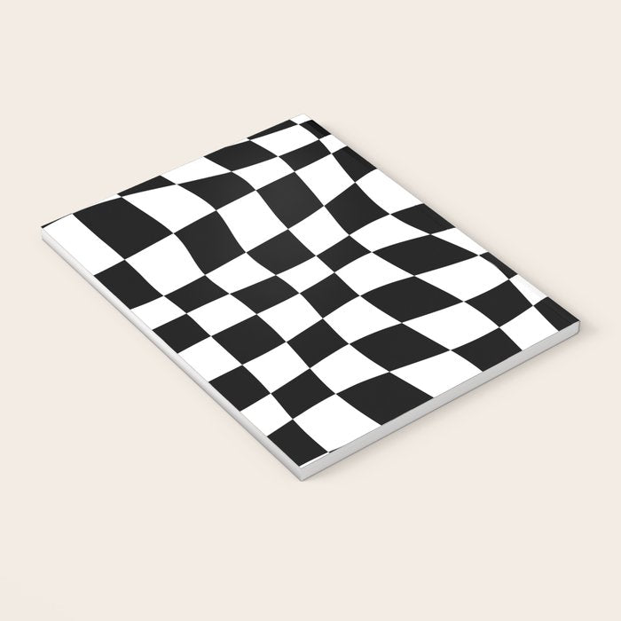 Warped Checkered Pattern (black/white) Notebook Gallery Image 3