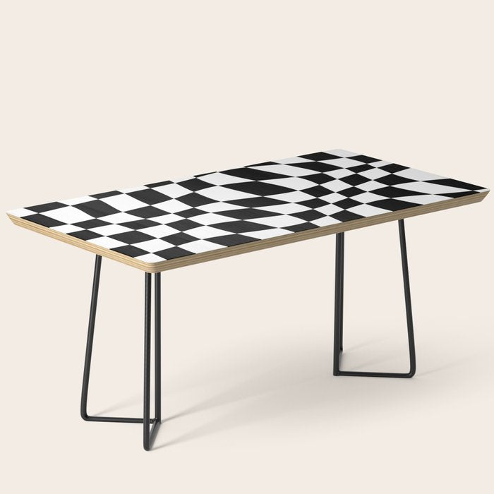 Warped Checkered Pattern (black/white) Coffee Table Gallery Image 1