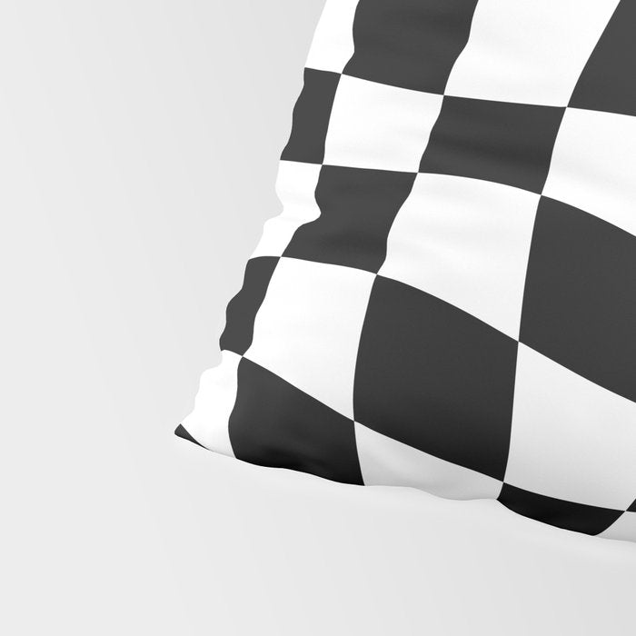 Warped Checkered Pattern (black/white) Pillow Sham Gallery Image 4