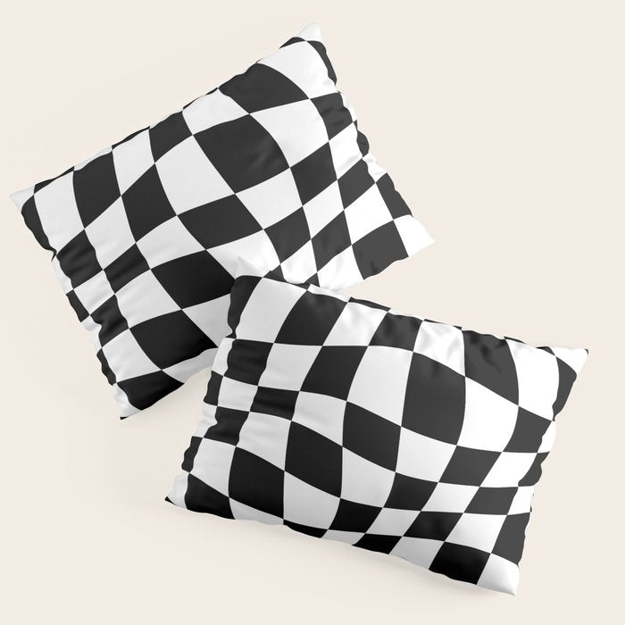 Warped Checkered Pattern (black/white) Pillow Sham Gallery Image 3