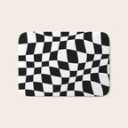 Warped Checkered Pattern (black/white) Bath Mat Gallery Image 1