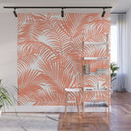 Modern blush coral simple tropical  palm tree pattern Wall Mural Gallery Image 1