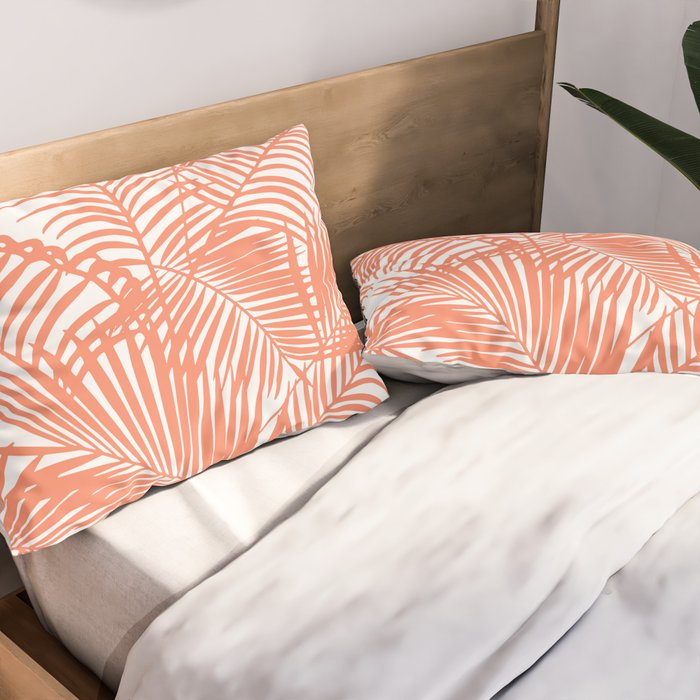Modern blush coral simple tropical  palm tree pattern Pillow Sham Gallery Image 2