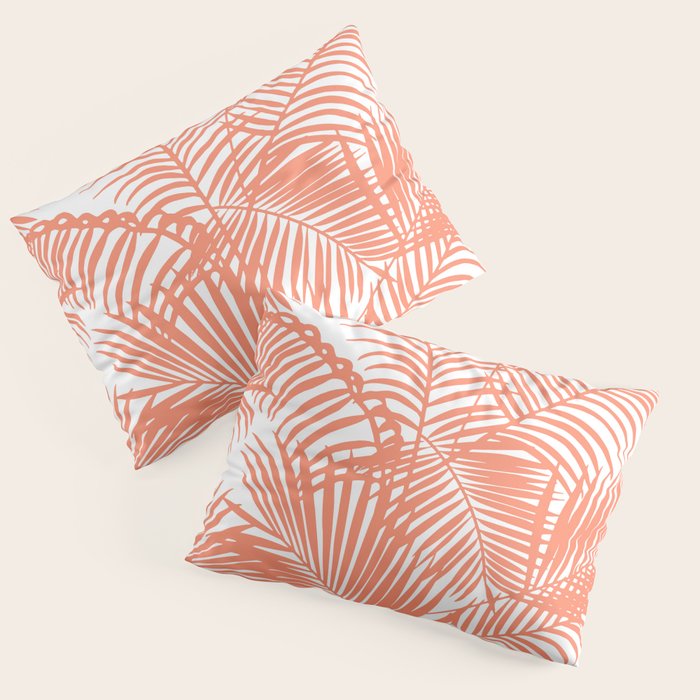 Modern blush coral simple tropical  palm tree pattern Pillow Sham Gallery Image 1