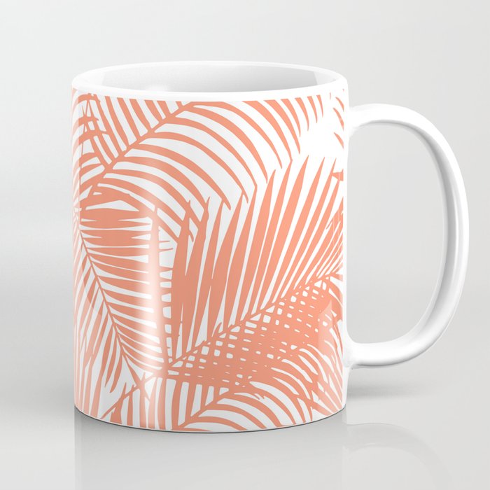 Modern blush coral simple tropical  palm tree pattern Coffee Mug Gallery Image 1