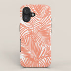 Modern blush coral simple tropical  palm tree pattern iPhone Case Gallery Image 1