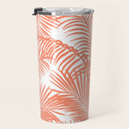 Modern blush coral simple tropical  palm tree pattern Travel Mug Gallery Image 3