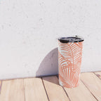 Modern blush coral simple tropical  palm tree pattern Travel Mug Gallery Image 4