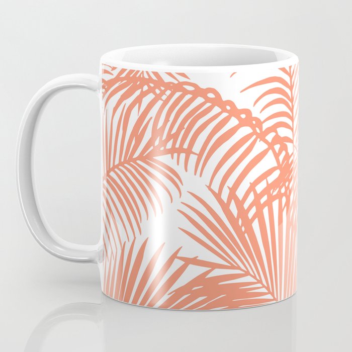 Modern blush coral simple tropical  palm tree pattern Coffee Mug Gallery Image 3