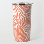 Modern blush coral simple tropical  palm tree pattern Travel Mug Gallery Image 1