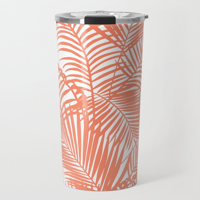 Modern blush coral simple tropical  palm tree pattern Travel Mug Gallery Image 1