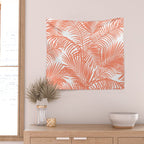 Modern blush coral simple tropical  palm tree pattern Wall Tapestry Gallery Image 2