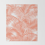 Modern blush coral simple tropical  palm tree pattern Throw Blanket Gallery Image 2