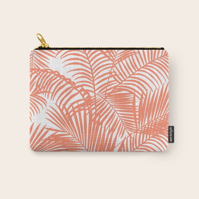 Modern blush coral simple tropical  palm tree pattern Carry All Pouch Gallery Image 1