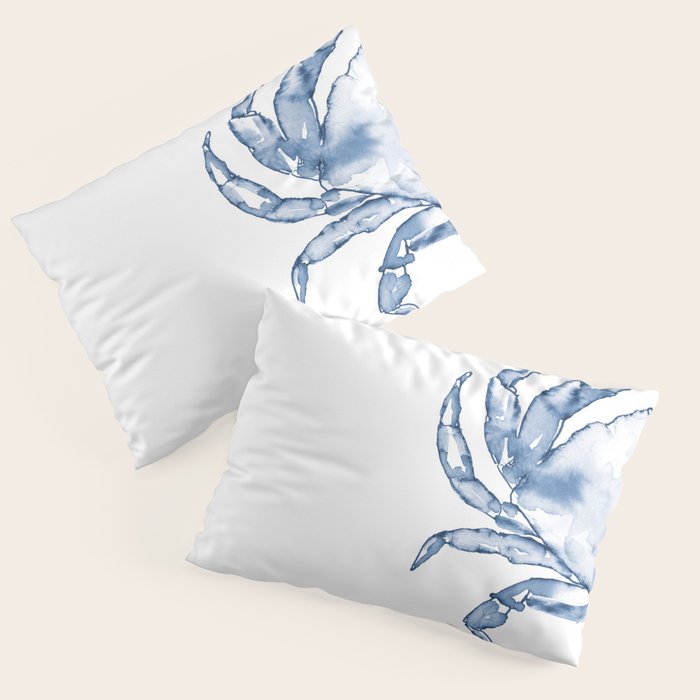 Coastal Crab in Watercolor, Navy Blue (Left Half in Set) Pillow Sham Gallery Image 3