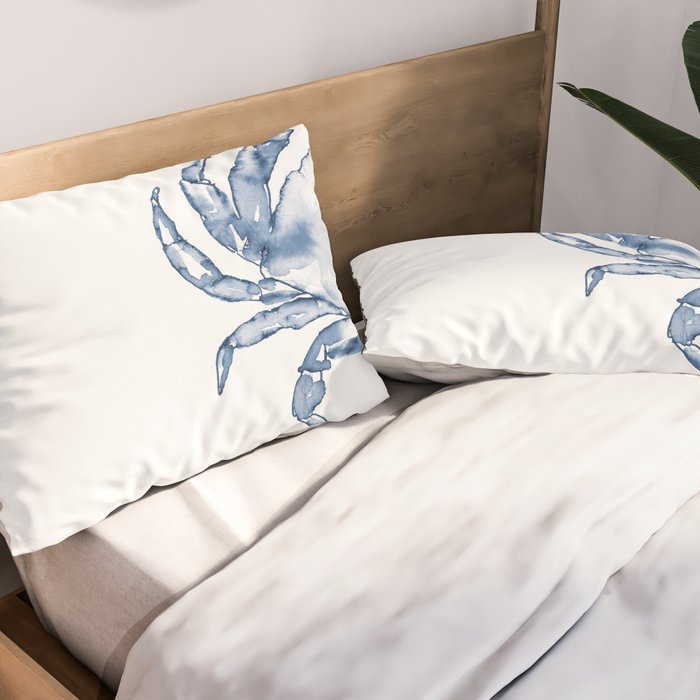 Coastal Crab in Watercolor, Navy Blue (Left Half in Set) Pillow Sham Gallery Image 2