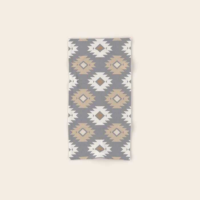 Geometric Aztec - Neutral Brown and Gray Bath Towel Gallery Image 1