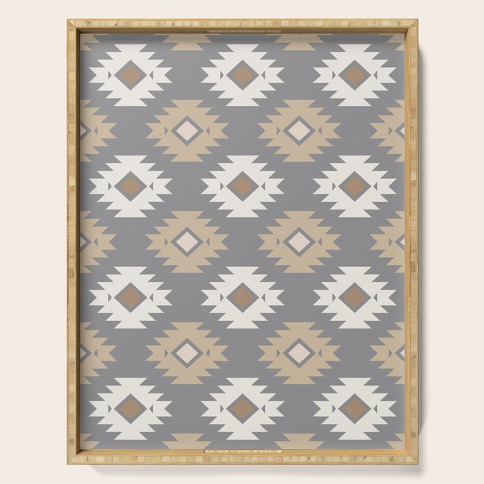 Geometric Aztec - Neutral Brown and Gray Serving Tray Gallery Image 1