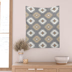Geometric Aztec - Neutral Brown and Gray Wall Tapestry Gallery Image 2