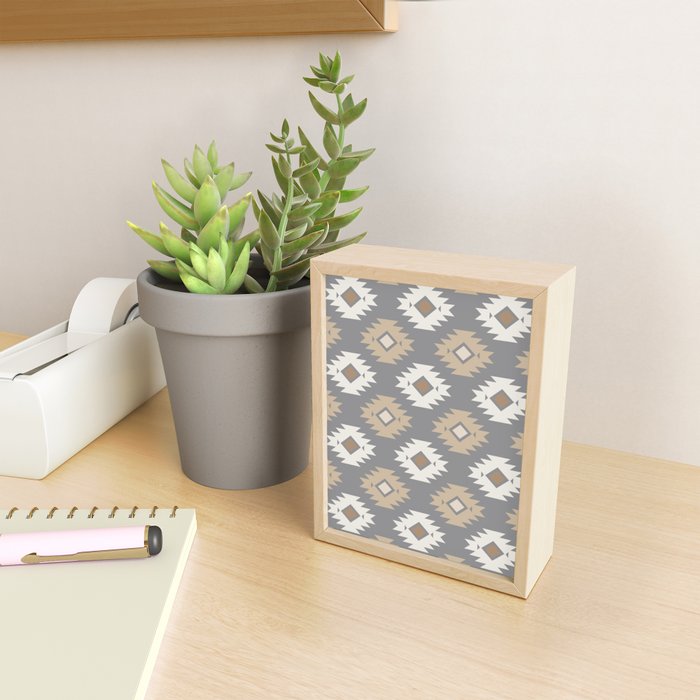 Geometric Aztec - Neutral Brown and Gray Mini Art Print Gallery Image 2