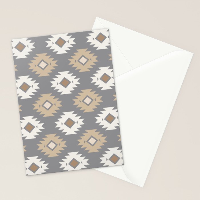 Geometric Aztec - Neutral Brown and Gray Stationery Card Gallery Image 2