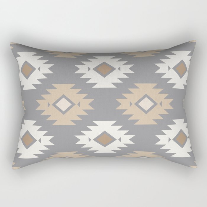 Geometric Aztec - Neutral Brown and Gray Rectangular Pillow Gallery Image 2