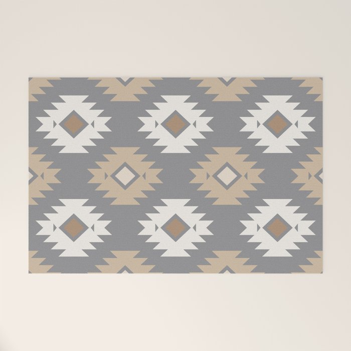 Geometric Aztec - Neutral Brown and Gray Welcome Mat Gallery Image 1