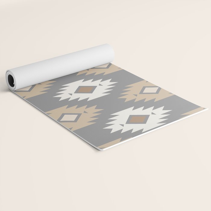 Geometric Aztec - Neutral Brown and Gray Yoga Mat Gallery Image 2