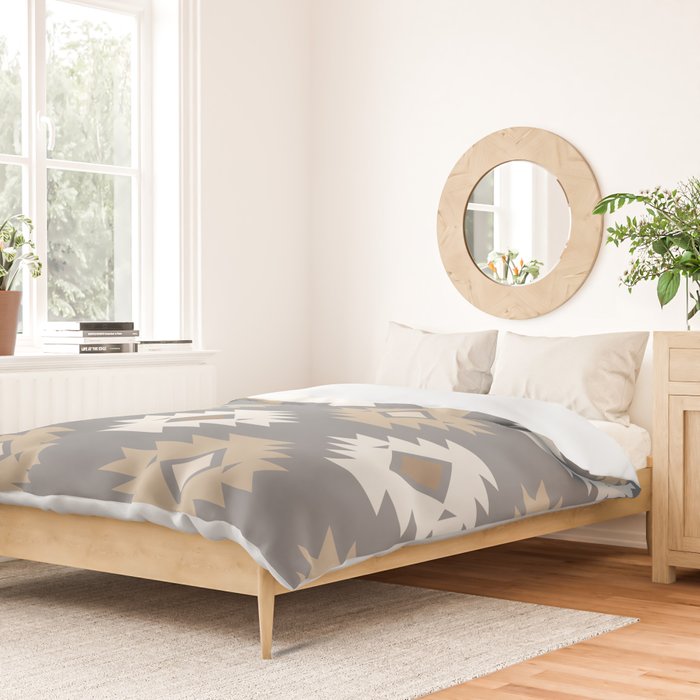 Geometric Aztec - Neutral Brown and Gray Duvet Cover Gallery Image 2