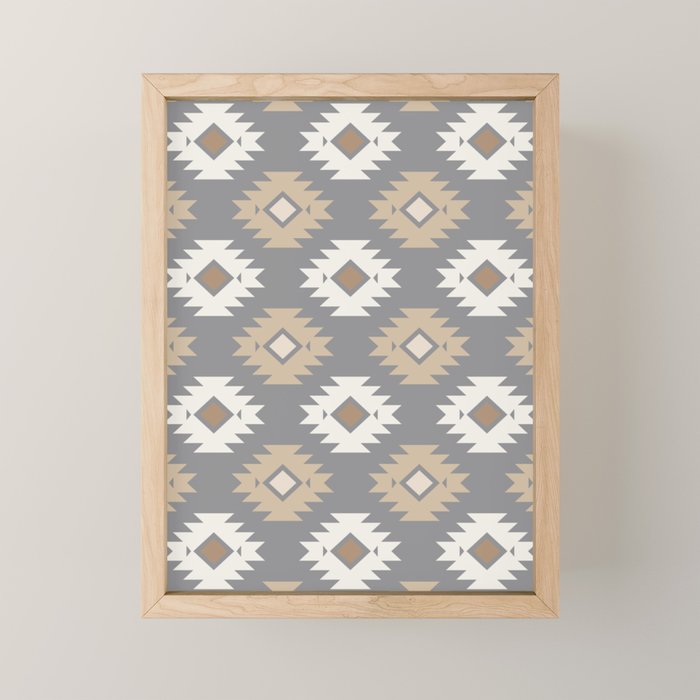 Geometric Aztec - Neutral Brown and Gray Mini Art Print Gallery Image 1