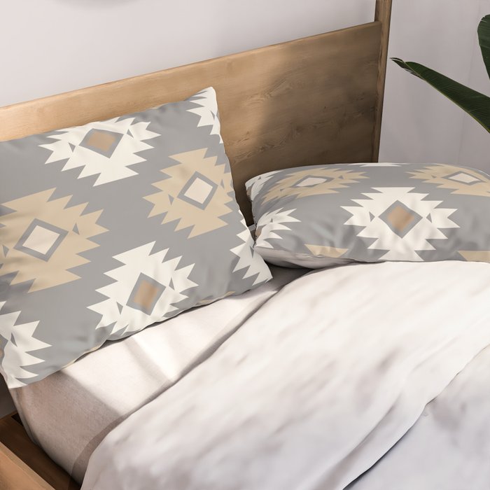 Geometric Aztec - Neutral Brown and Gray Pillow Sham Gallery Image 2